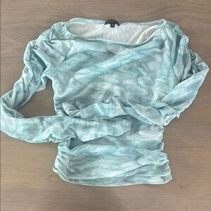 Dynamite Aqua Swirl Long Sleeve Blouse